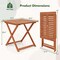 Costway 1/2 PCS 29.5" x 29.5" Patio Dining Table with Teak Painting 2" Umbrella Hole for Balcony